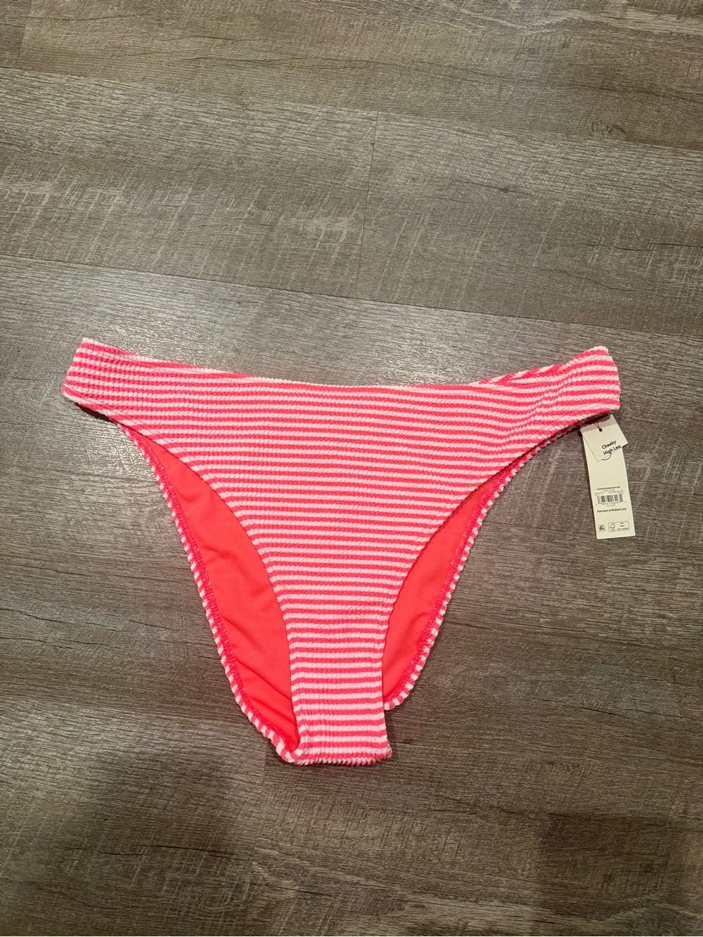 No Boundaries Pink and White Striped Bikini Bottom. Size XL